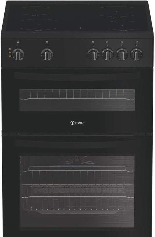 INDESIT 60CM FREESTANDING CERAMIC  COOKER BLACK | IDE6VMB
