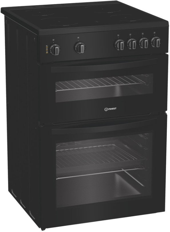 INDESIT 60CM FREESTANDING CERAMIC  COOKER BLACK | IDE6VMB