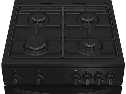 INDESIT 60CM GAS COOKER DOUBLE OVEN BLACK | IDG6GB