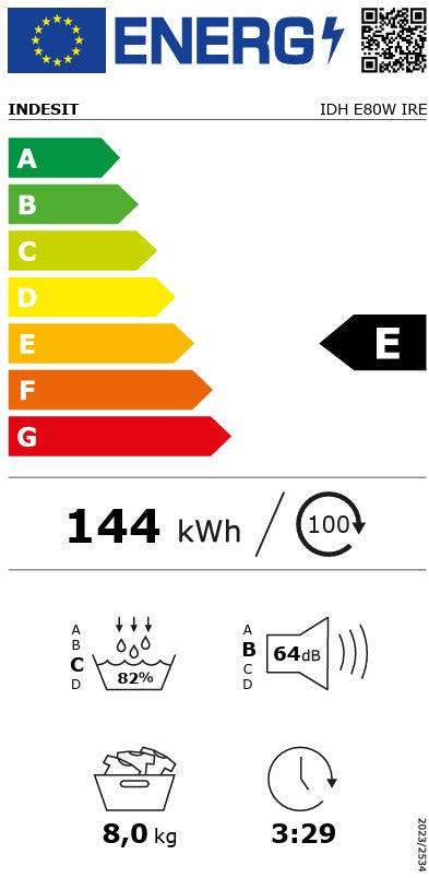 INDESIT 8KG HEAT PUMP TUMBLE DRYER WHITE | IDHE80W