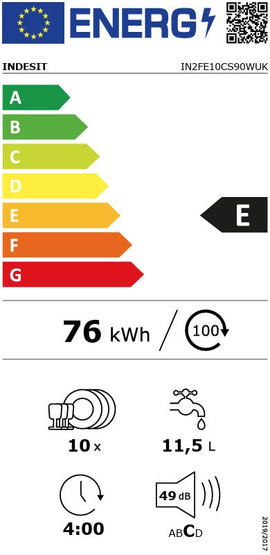 INDESIT FREESTANDING SLIMLINE 10 PLACE DISHWASHER  | IN2FE10CS90WUK