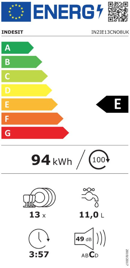 INDESIT 13 PLACE FULLY INTEGRATED DISHWASHER | IN2IE13CN08UK
