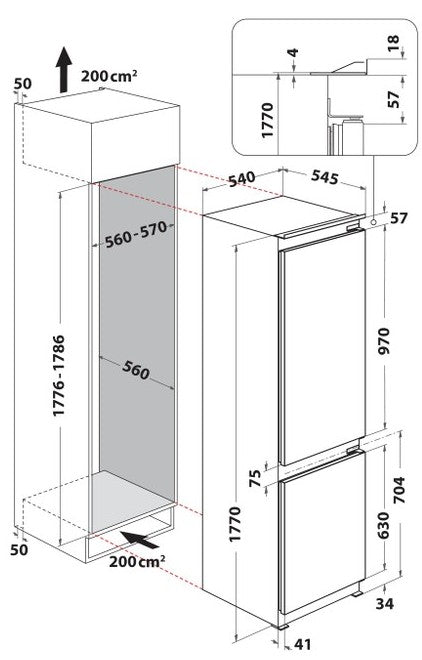 INDESIT INTEGRATED FRIDGE FREEZER 70:30 | INC18D011B1