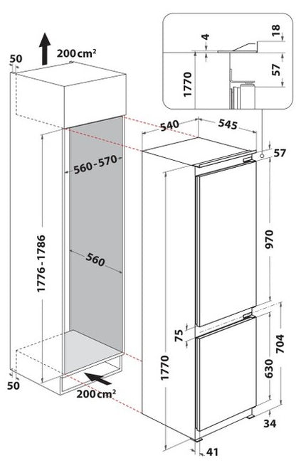 INDESIT INTEGRATED FRIDGE FREEZER 70:30 | INC18D011B1