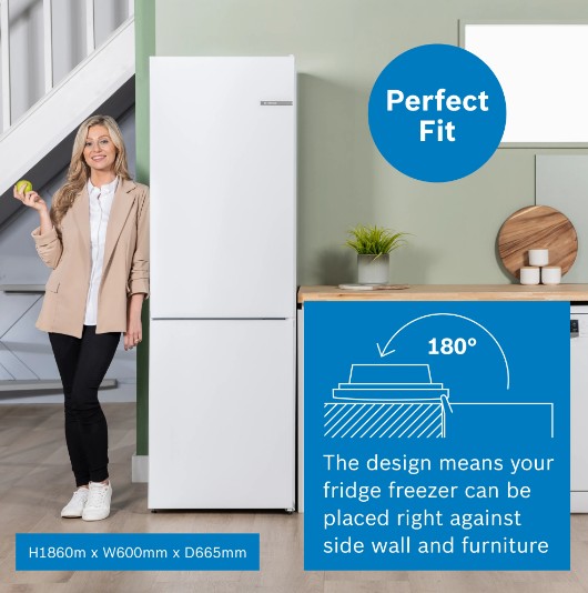 BOSCH SERIES 4 NO FROST FRIDGE FREEZER WHITE | KGN362WDFG