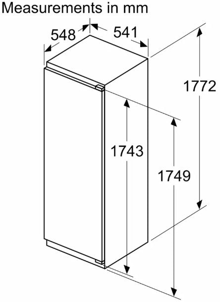SIEMENS BUILT IN TALL FRIDGE FIXED HINGE | KI81RVFEOG