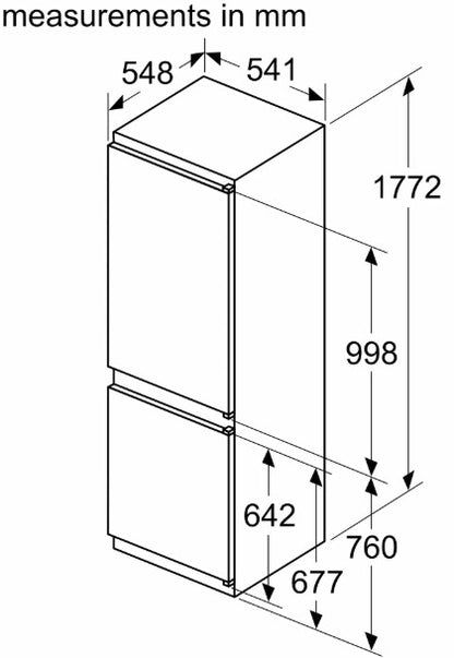 BOSCH INTEGRATED 60:40 NO FROST FRIDGE FREEZER | KIN86NSEOG