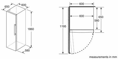 BOSCH SERIES 4 TALL UPRIGHT FRIDGE WHITE | KSV36VWEPG