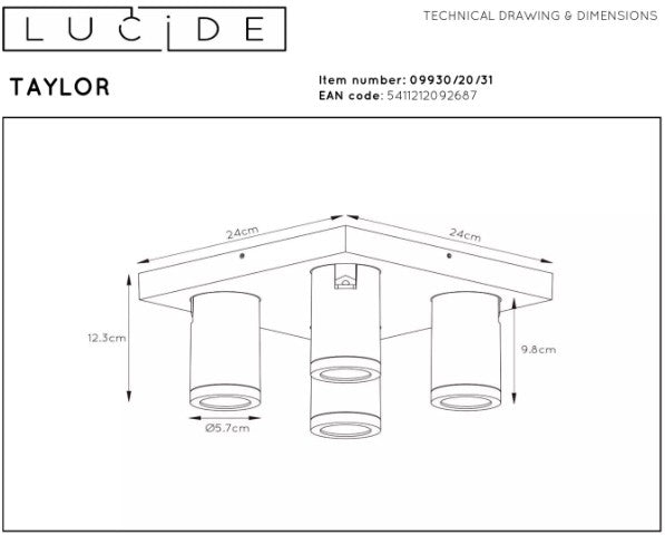 TAYLOR - CEILING SPOTLIGHT BATHROOM - LED DIM TO W | L099302031