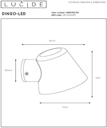 DINGO LED WALL LIGHT GU10 4.5W IP44 BLACK | L148810530