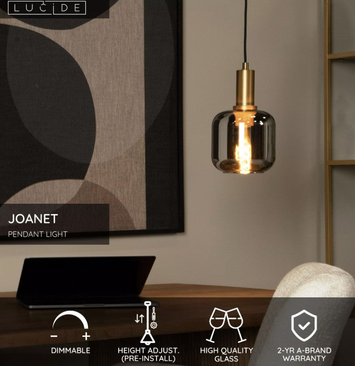 JOANET - PENDANT LIGHT - Ø 16 CM - 1XE27 - SMOKE G | L454941665