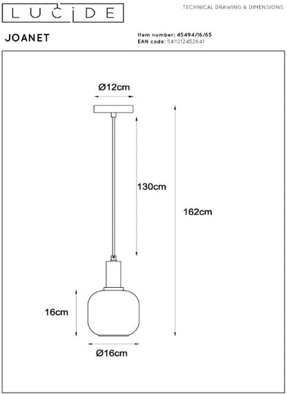 JOANET - PENDANT LIGHT - Ø 16 CM - 1XE27 - SMOKE G | L454941665