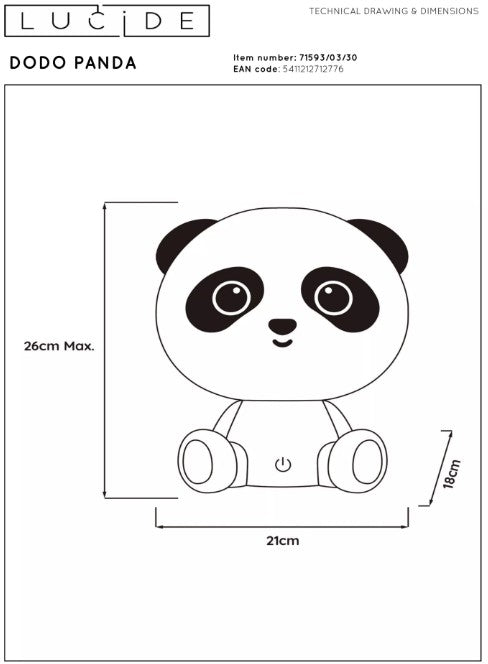 LUCIDE DODO PANDA - TABLE LAMP CHILDREN - LED DIM. | L715930330