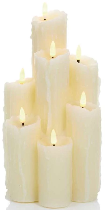 7PC FLICKABRIGHT WAX CANDLE WITH MELTED EFFECT AND | LB201034