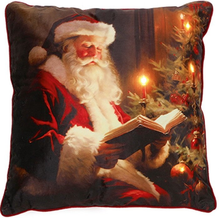 45 X 45CM B-O LIT SANTA READING CUSHION  | LB243397