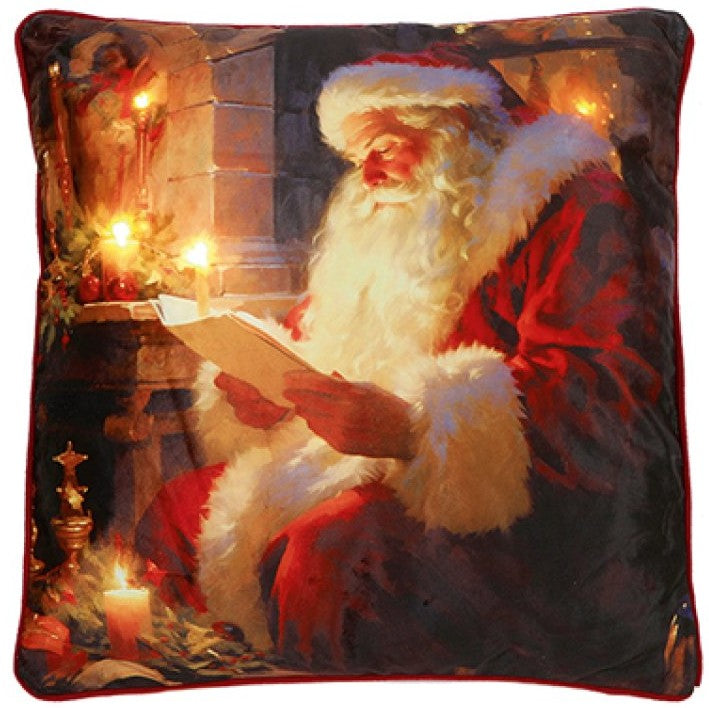 45 X 45CM B-O LIT SANTA READING CUSHION  | LB243397