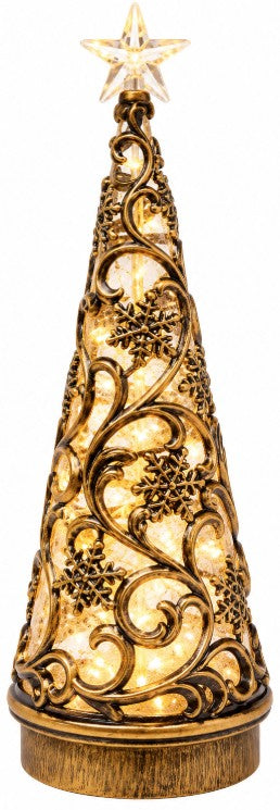 30CM B-O LIT ANTIQUE GOLD TREE WITH STAR | LB243562WW