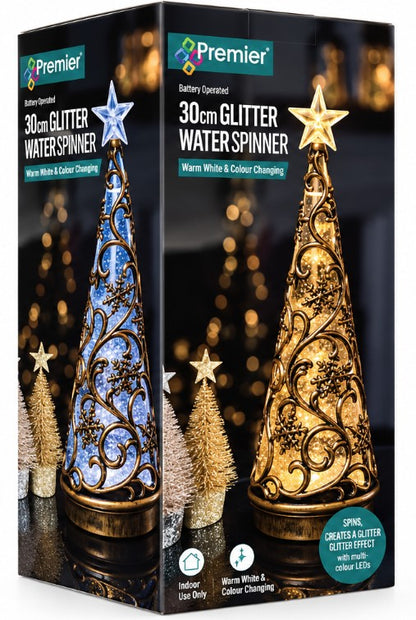 30CM B-O LIT ANTIQUE GOLD TREE WITH STAR | LB243562WW