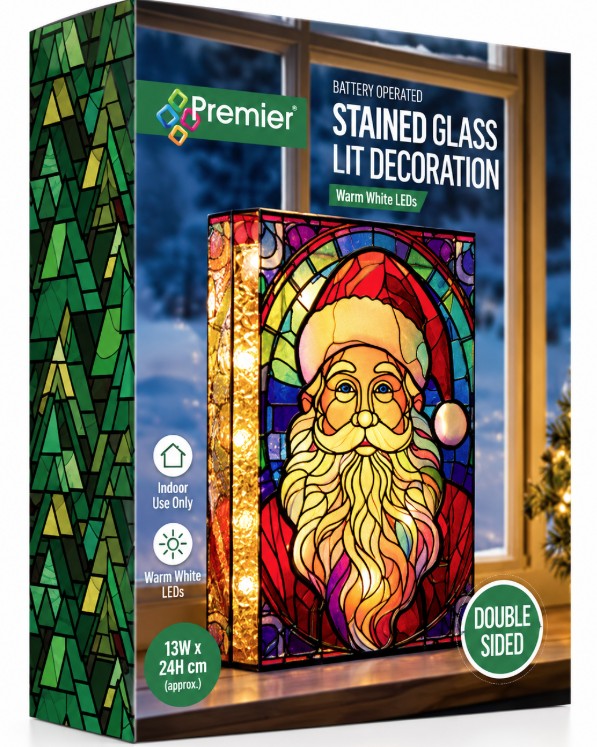 21 X 13CM BO SANTA STAINED GLASS TABLE | LB251363