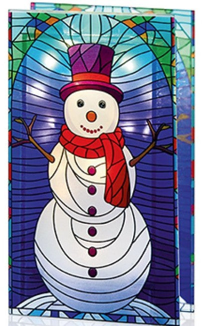 21 X 13CM B-O LIT SNOWMAN STAINED GLASS | LB251367