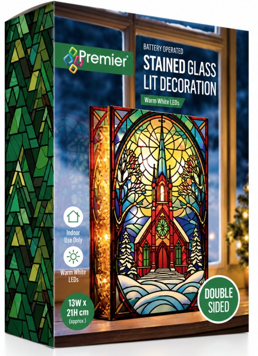 21 X 13CM BO LIT VICTORIAN CHURCH | LB251402