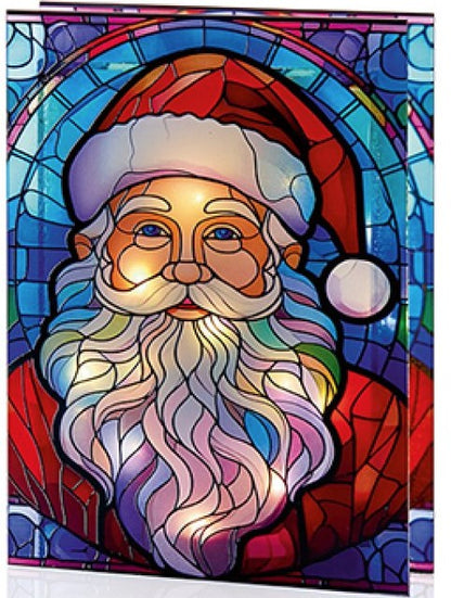 #21 X 28CM BO LIT STAINED GLASS SANTA | LB251605