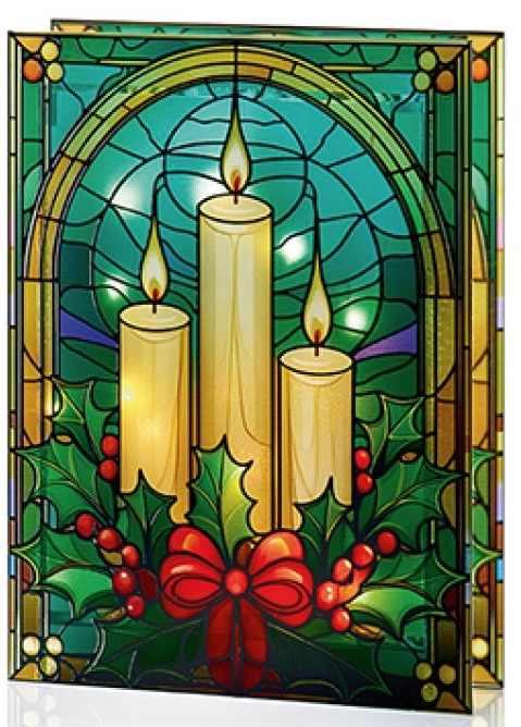 #21 X 28CM BO LIT STAINED GLASS CANDLES | LB251606