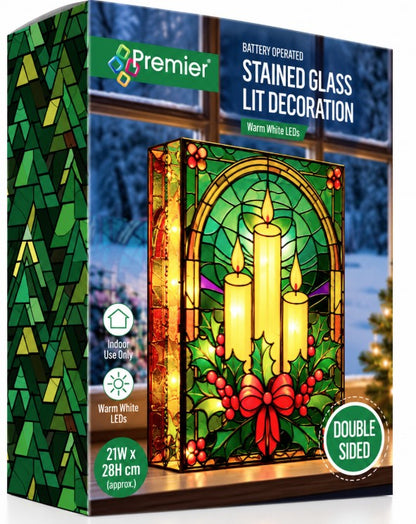 #21 X 28CM BO LIT STAINED GLASS CANDLES | LB251606