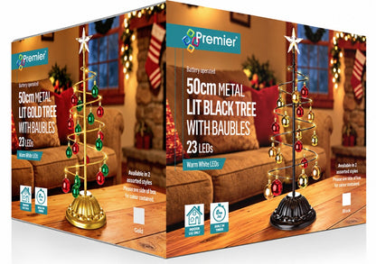 50CM B-O LIT BLACK METAL TREE  | LB261332BK