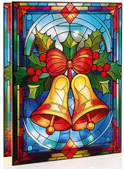 21 X 28CM B-O LIT  BELLS STAINED GLASS | LB263051