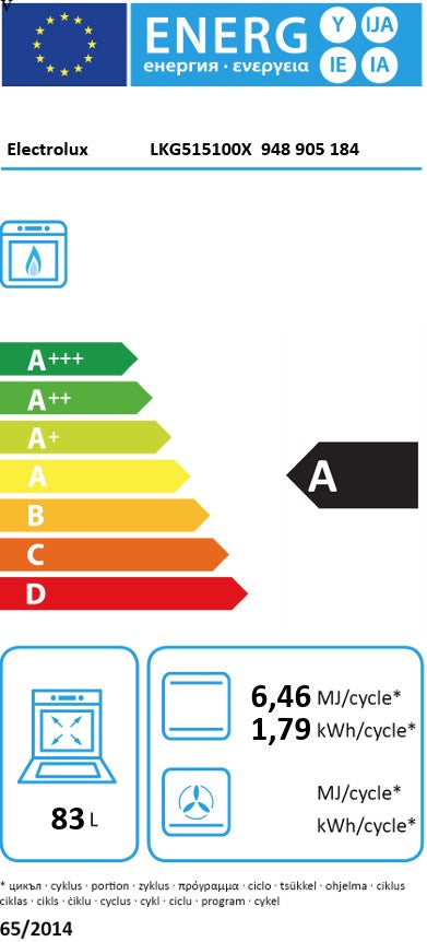 ELECTROLUX 55CM FREESTANDING NATURAL GAS COOKER SS | LKG515100X