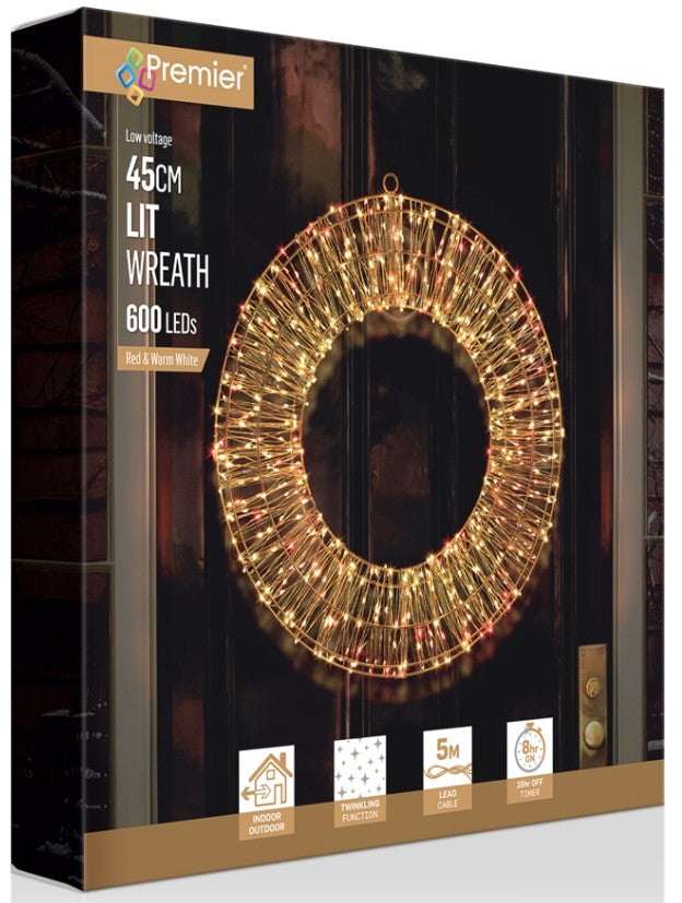 45CM TWINKLING LIT ROSE GOLD WREATH | LV231501RWW