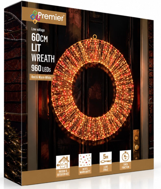 60CM TWINKLING LIT ROSE GOLD WREATH | LV231502RWW