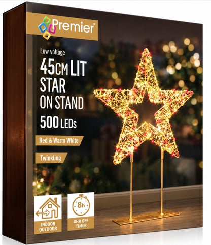 45CM TWINKLING LIT GOLD TABLE TOP STAR | LV254153RWW