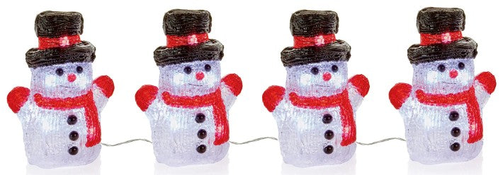 14CM SET OF 4 LIT ACRYLIC SNOWMAN | LV261065