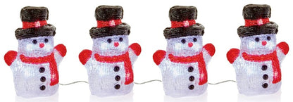14CM SET OF 4 LIT ACRYLIC SNOWMAN | LV261065
