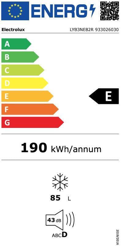 ELECTROLUX INTEGRATED UNDER COUNTER FREEZER | LYB3NE82R