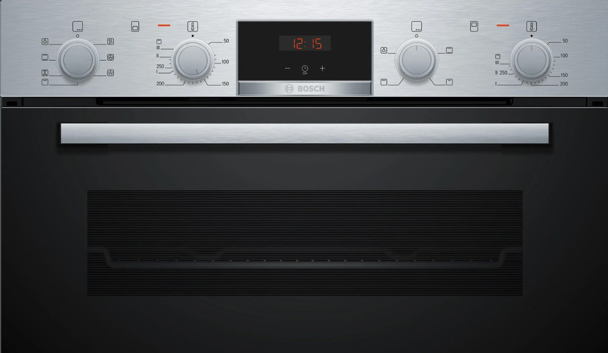 BOSCH BUILT IN DOUBLE OVEN BRUSHED STEEL | MBA533BS3B