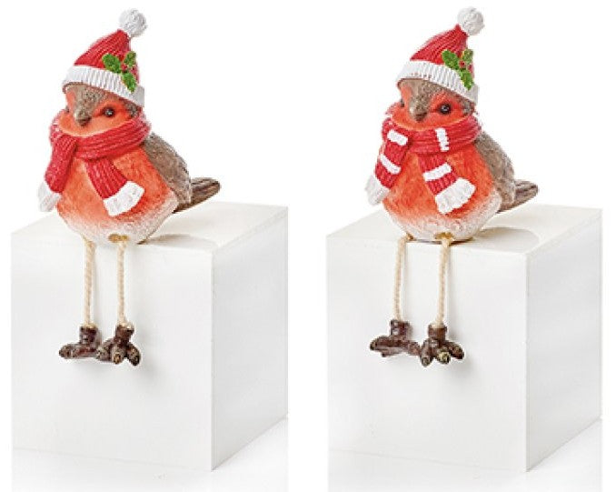 11CM POLYRESIN ROBIN WITH SANTA HAT | MO205469