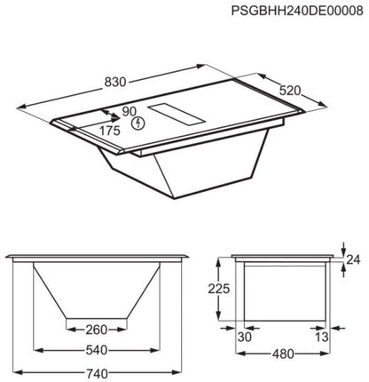 AEG INDUCTION 83CM EXTRACTOR HOB BLACK | NCH84C23AB