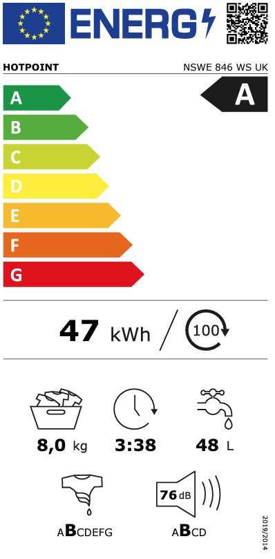 HOTPOINT 8KG 1400RPM WASHING MACHINE WHITE | NSWE846WSUK