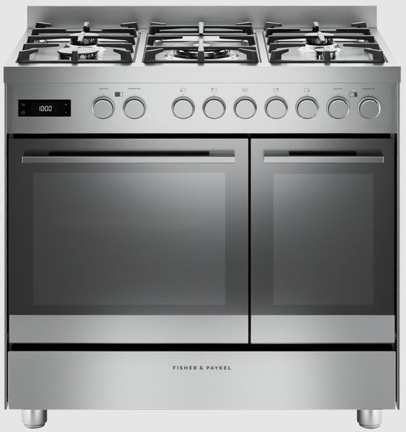 FISHER & PAYKEL 90CM DUAL FUEL RANGE ST-STEEL | OR90L7DBGFX2