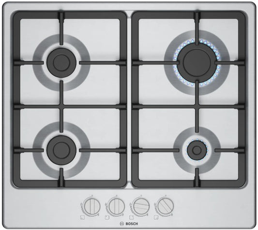BOSCH 60CM 4 BURNER GAS HOB BRUSHED STEEL | PGP6B5K90
