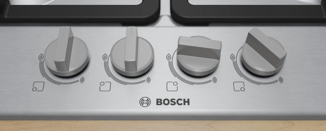 BOSCH 60CM 4 BURNER GAS HOB BRUSHED STEEL | PGP6B5K90