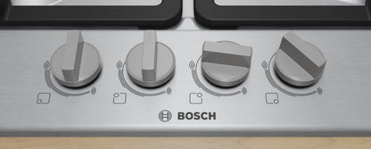 BOSCH 60CM 4 BURNER GAS HOB BRUSHED STEEL | PGP6B5K90