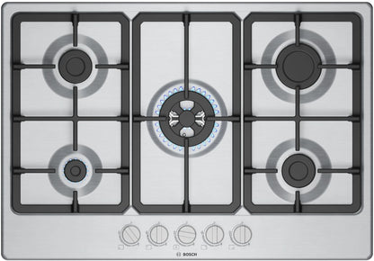 BOSCH SERIES-4 75CM GAS HOB BRUSHED STEEL | PGQ7B5K90