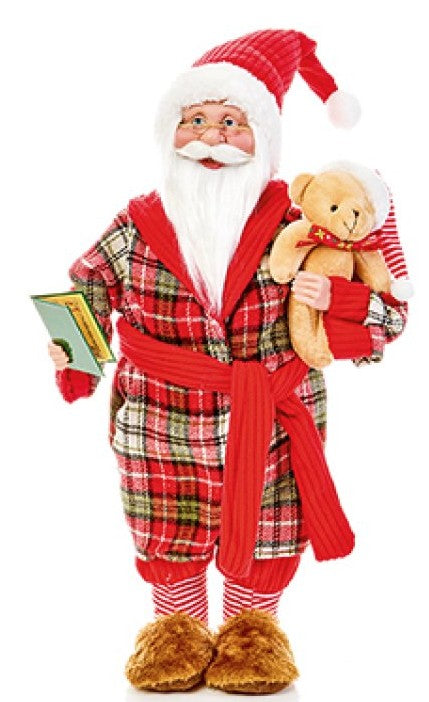 50CM SANTA IN PYJAMAS AND TEDDY BEAR | PL255523
