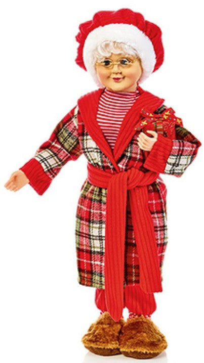 50CM MRS CLAUS IN PYJAMAS AND PRESENT | PL255524