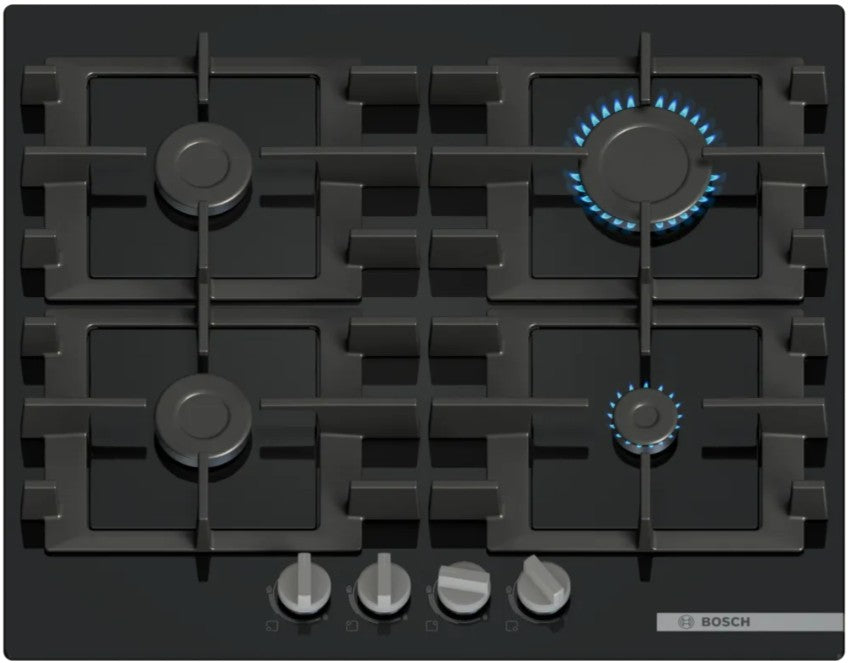 BOSCH SERIES 4  60CM TEMPERED GLASS GAS HOB BLACK | PNP6B6K40