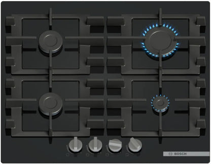 BOSCH SERIES 4  60CM TEMPERED GLASS GAS HOB BLACK | PNP6B6K40